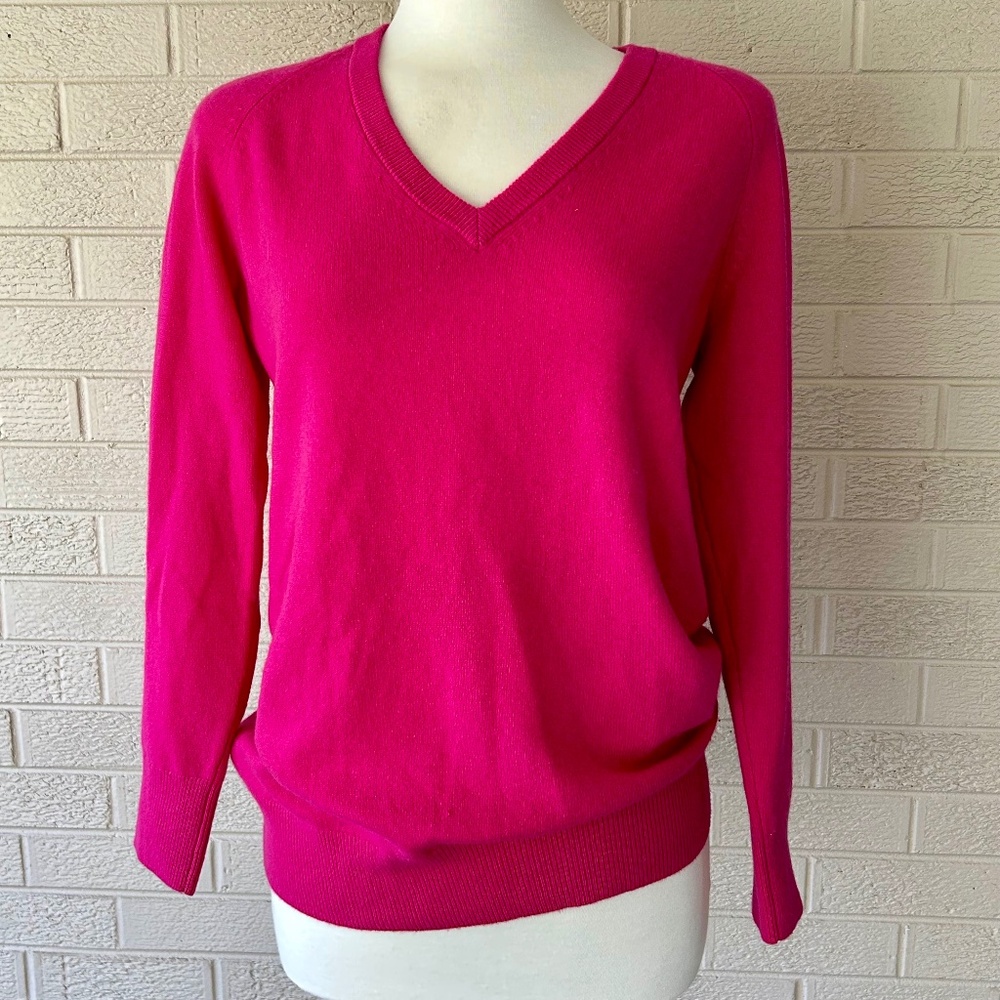 Equipment Asher V-neck Cashmere Sweater Fuchsia Pink SZ S (runs large)